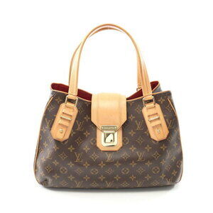 Louis Vuitton Greet Handbag Canvas Leather Monogram Brown